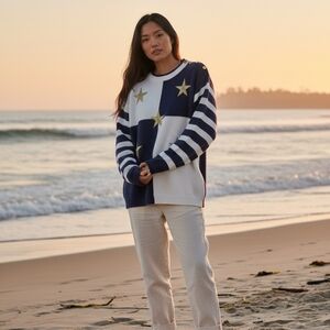 Nautical Star Sweater - Navy and White